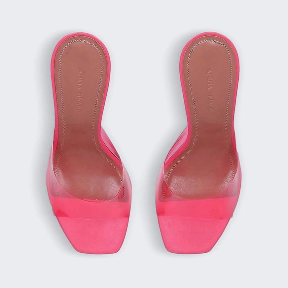 🆕 Amina Muaddi Lupita Glass Sandal in Bubblegum - Picture 3 of 7